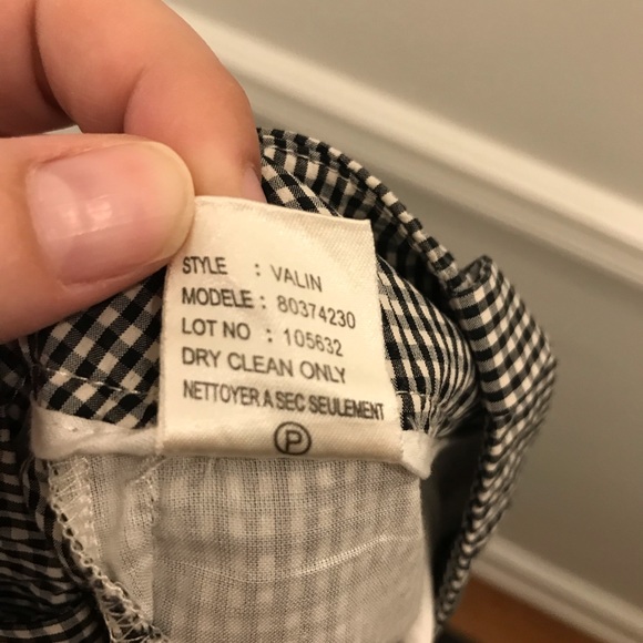 Theory Valin Gingham Plaid Shorts black white 2 - Picture 7 of 8